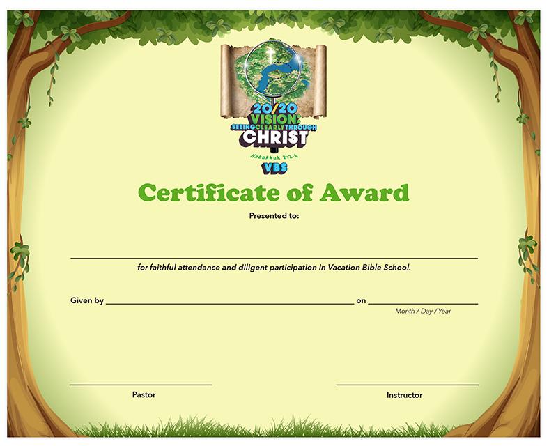 Free Printable Vbs Award Certificate