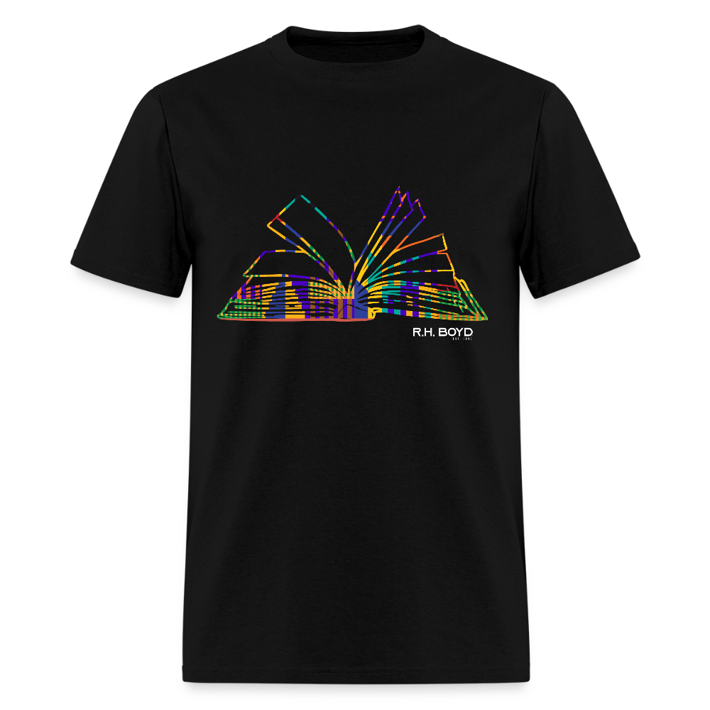 Blue Kente Adult Tshirt - black