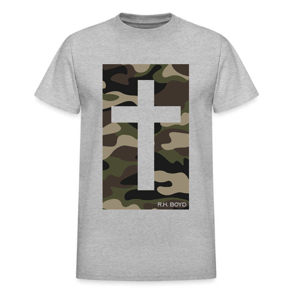 Camo Cross - Adult Cotton T-Shirt - heather gray