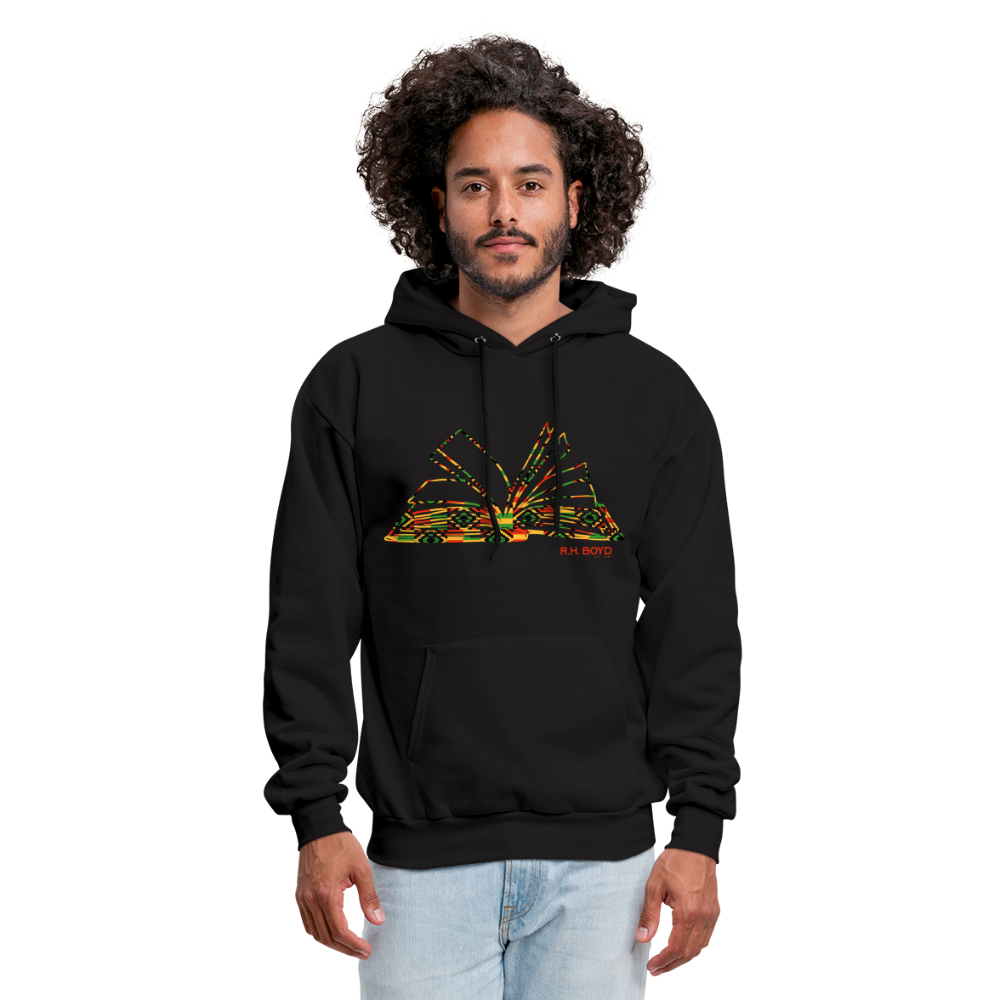 Unisex Kente Book Hoodie - FRONT new - black