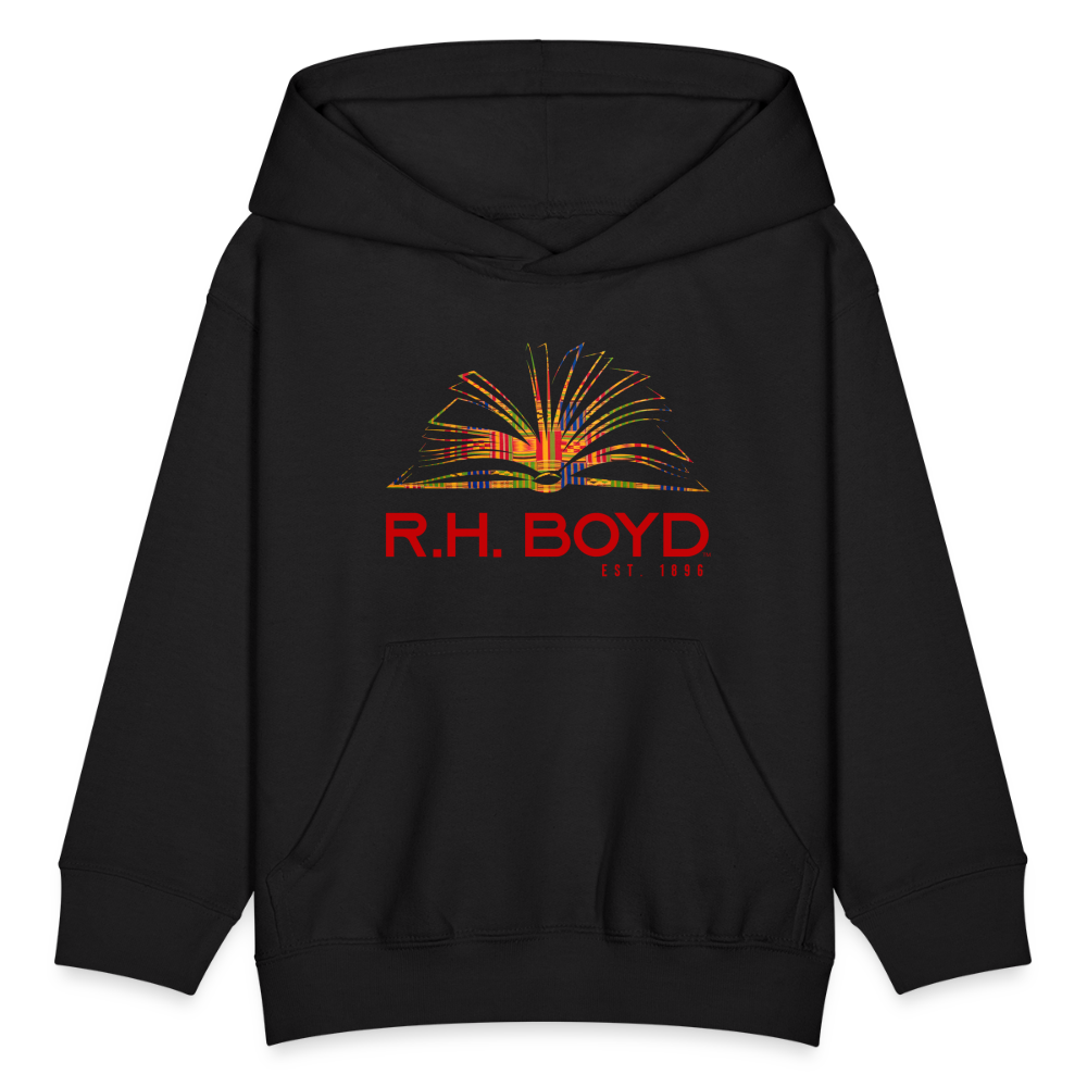 Kente Book – Kids' Hoodie - Logo Sleeve - black