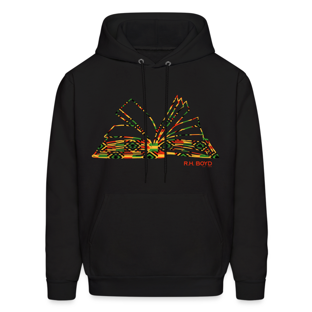 Unisex Kente Book Hoodie - FRONT new - black