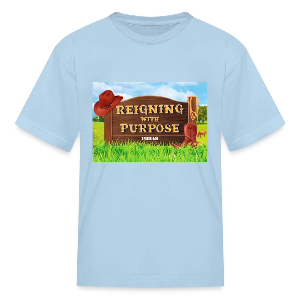 Reigning with Purpose VBS Kids T-Shirt - powder blue