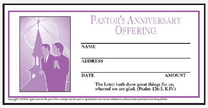 Pastor's Anniversary Offering Envelope: 2 color