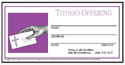 Tither's Offering Envelope: 2 color