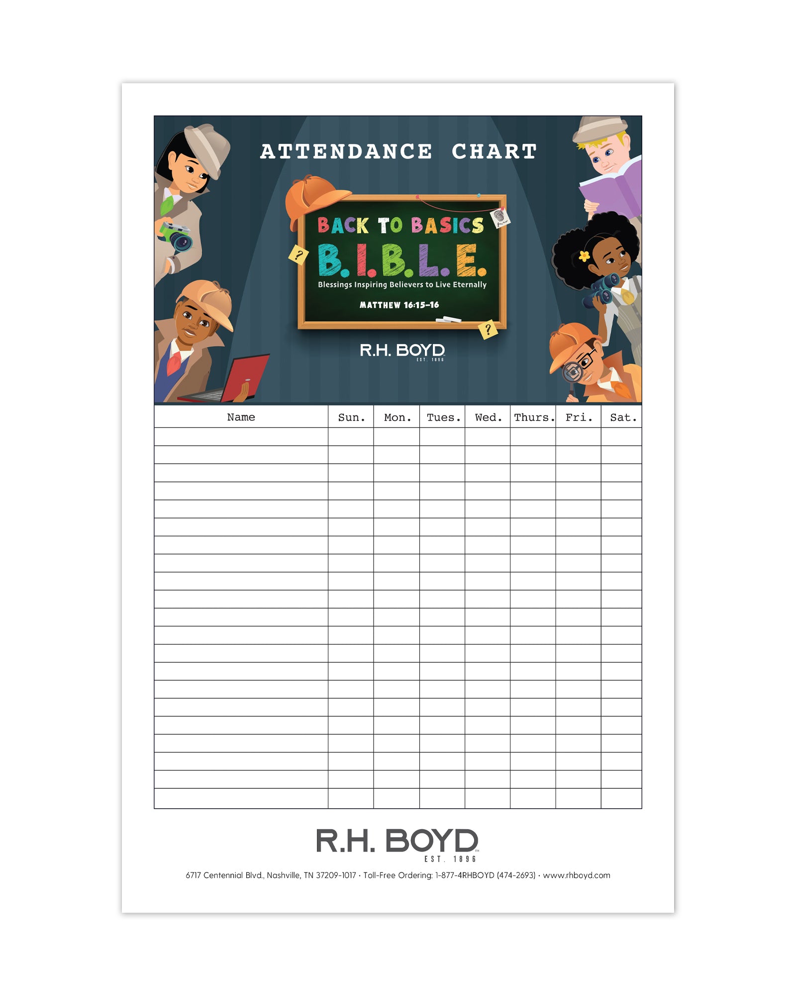 Back To Basics B.I.B.L.E.: Attendance Chart