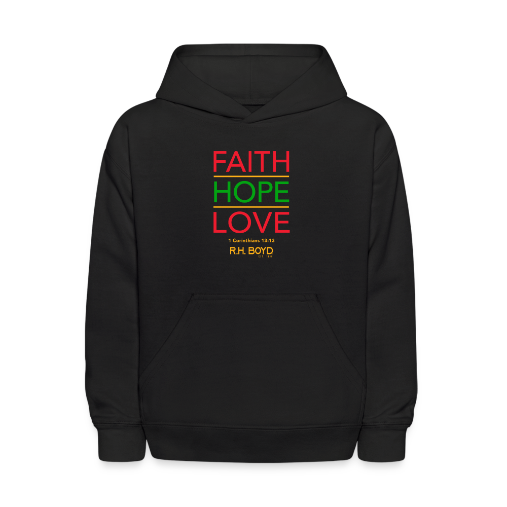 Faith, Hope, Love – Kids' Hoodie - black