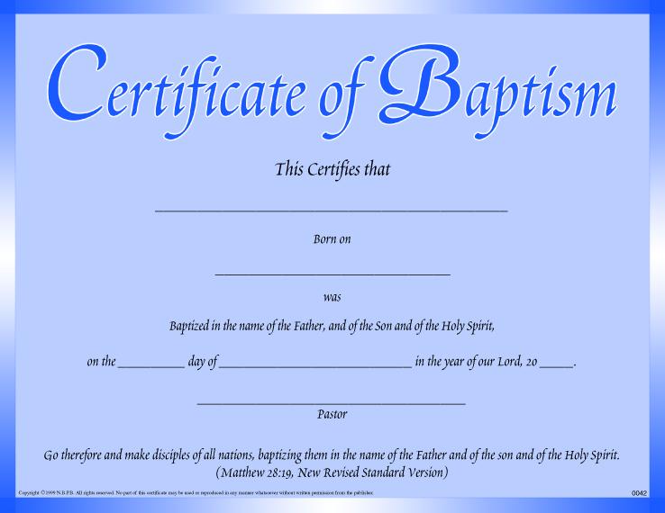 Certificate of Baptism