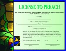 License to Preach Certificate-wallet