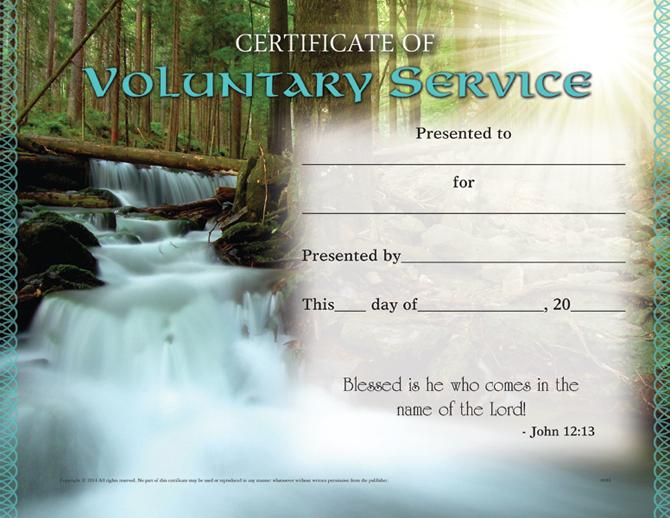 Voluntary Service Certificate