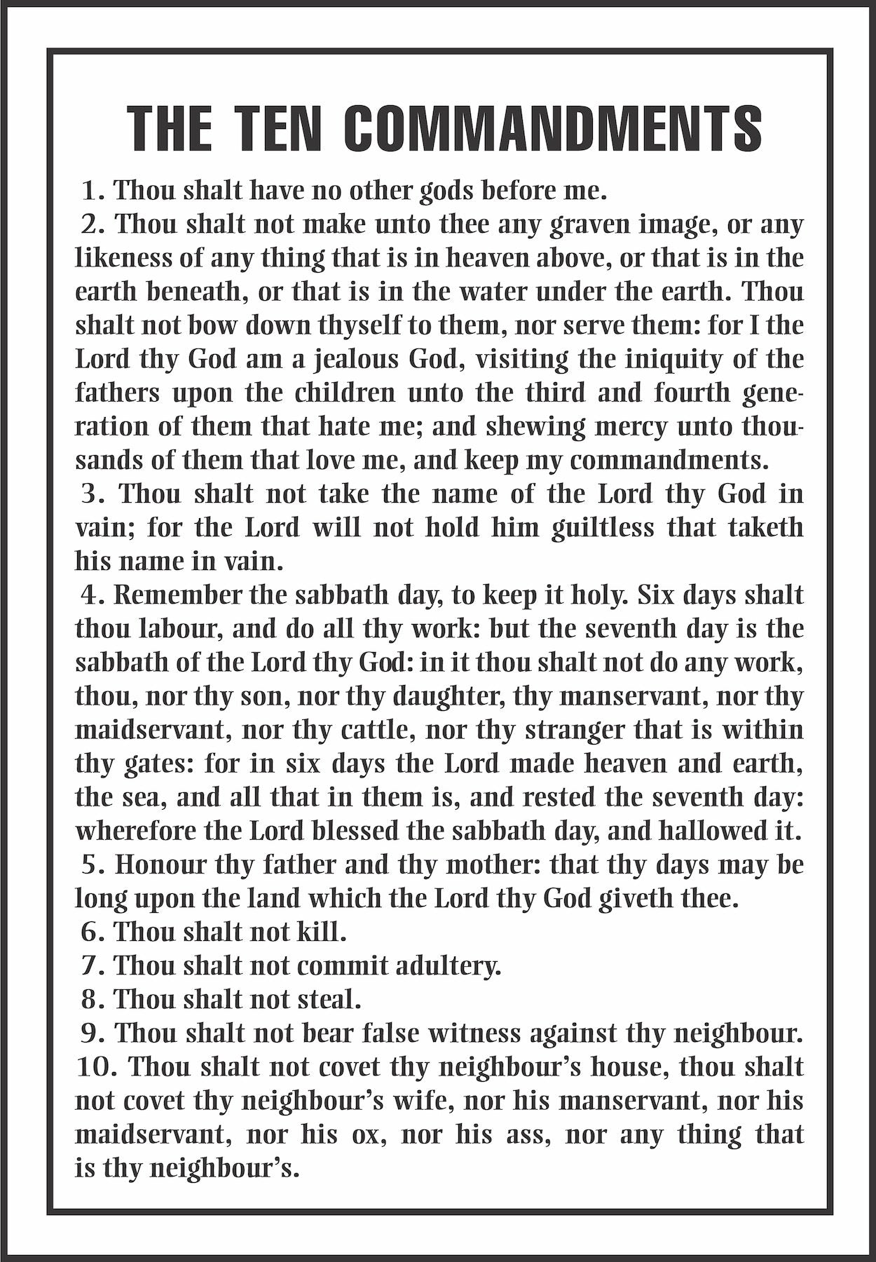 Ten Commandments Chart