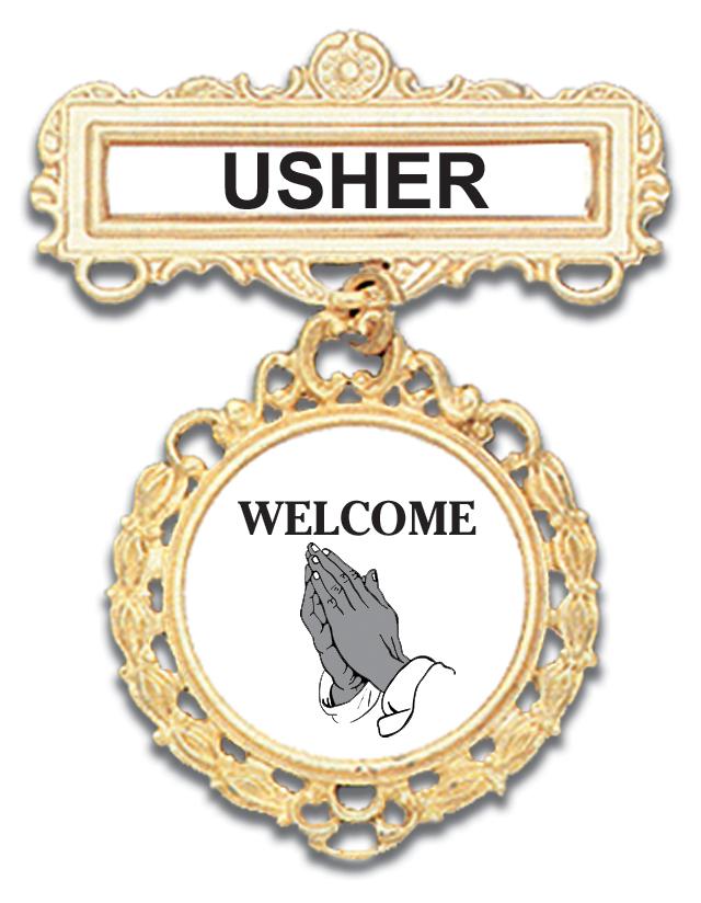 Welcome Usher Badge: magnetic back