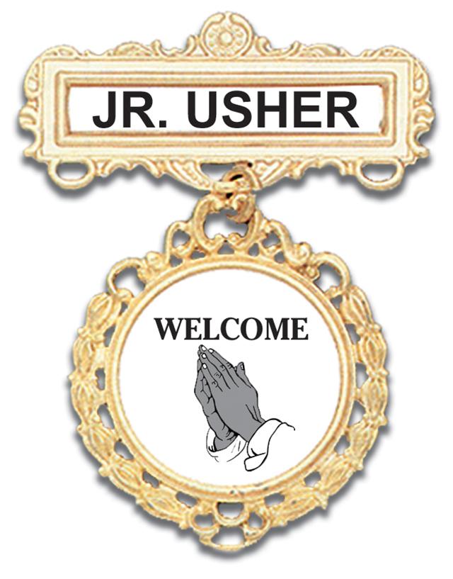 Welcome Jr. Usher Badge: pin back