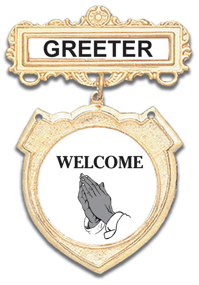 Welcome Greeter Badge: pin back