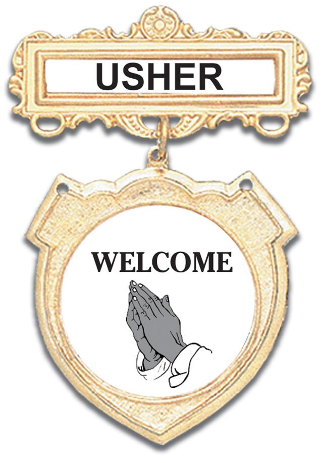 Welcome Usher Badge: pin back