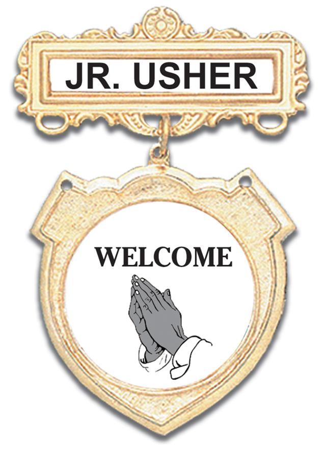 Welcome Jr. Usher Badge: pin back