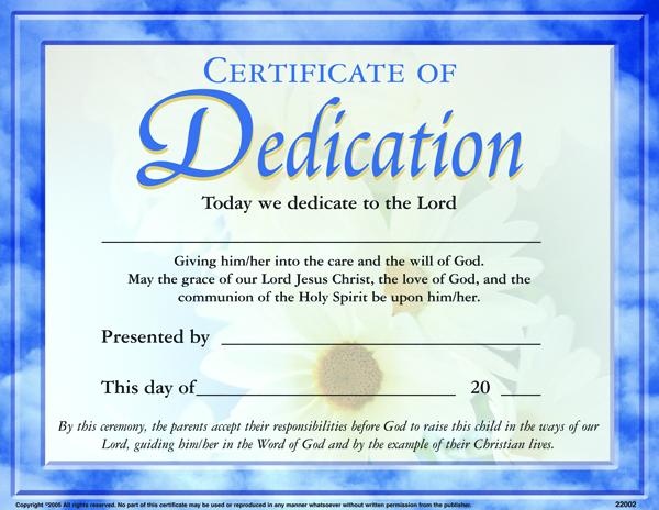 Dedication Certificate Template