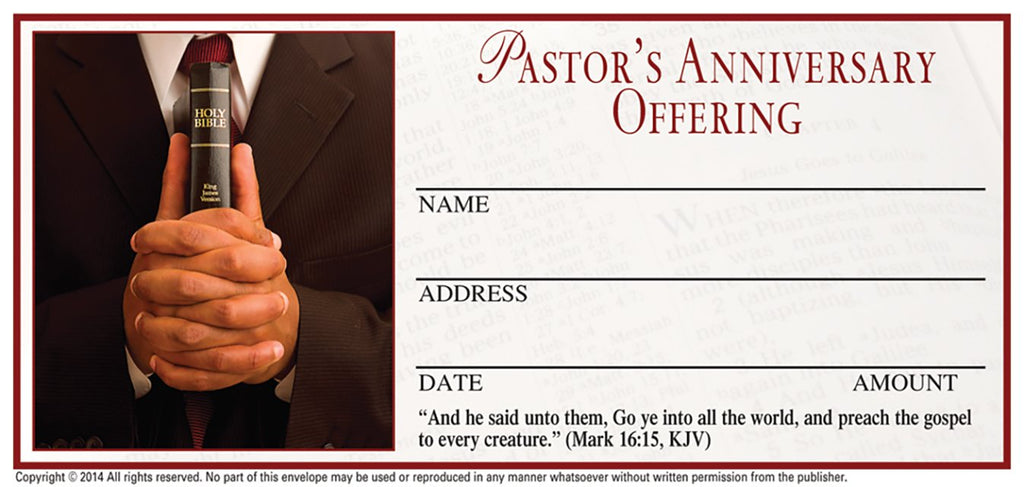 Pastor's Anniversary Offering Envelope: 4 color