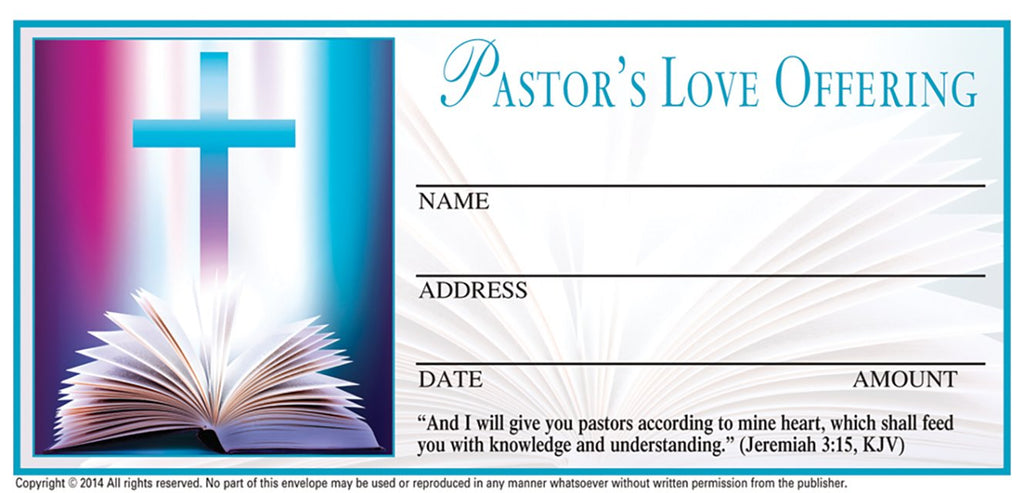 Pastor Offering Pastor's Love Offering Envelope: 4 color – R.H. Boyd