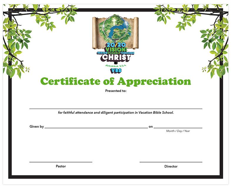 Vacation Bible School Certificate Templates