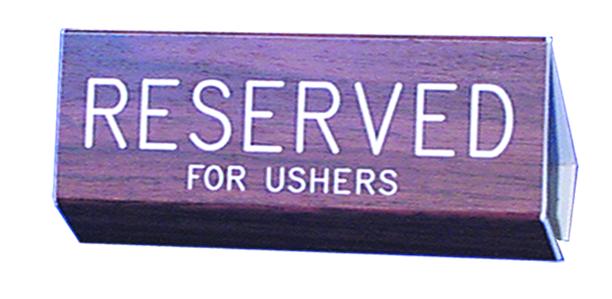 Flexible Pew Sign Reserved for Ushers: Woodgrain