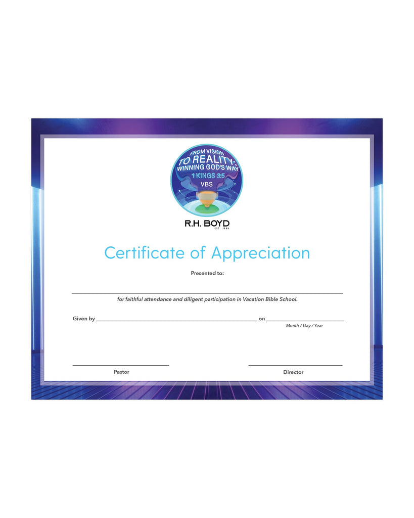 From Vision To Reality Certificate of Appreciation