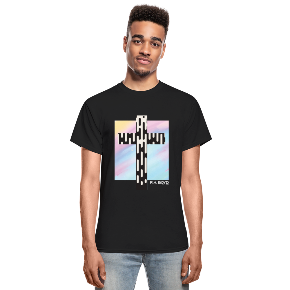 Colorful Cross - Men's Cotton T-Shirt (WHT Logo) - black
