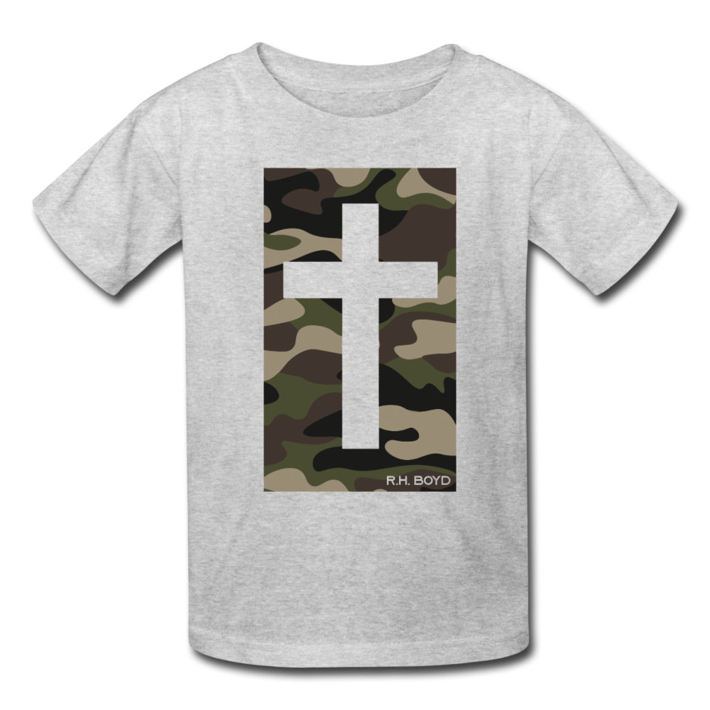 Kids‘ Camo Cross - T-Shirt - heather gray