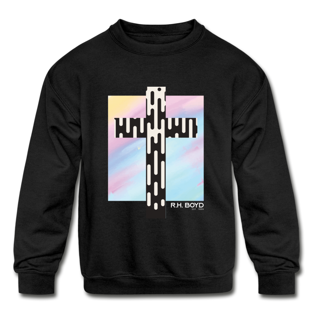 Kids‘ Colorful Cross - Sweatshirt - black