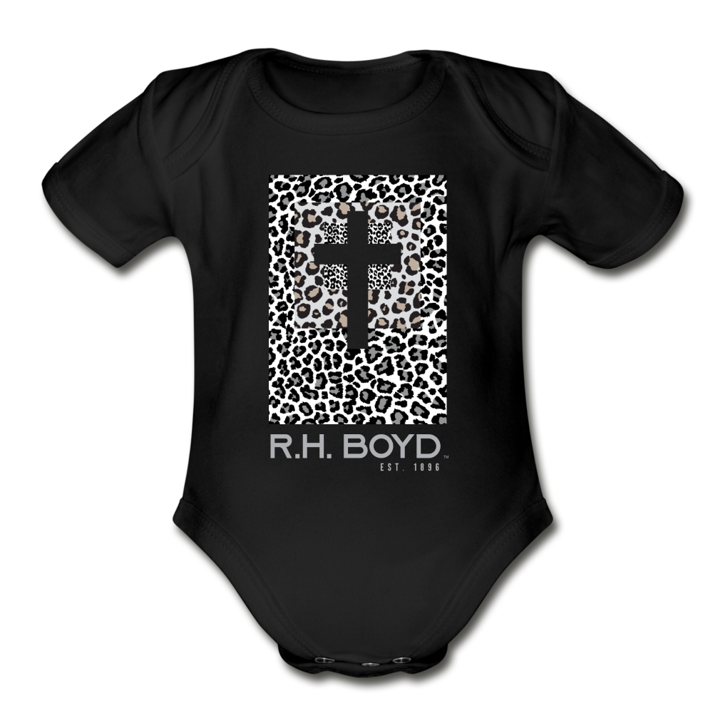 Baby Cheetah Cross – Short Sleeve Body Suit - black