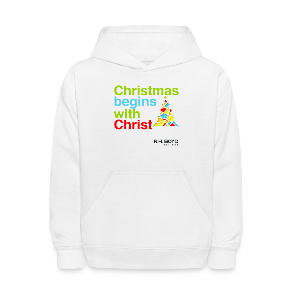 Kids' Christmas Begins with Christ - Holiday Hoodie - white